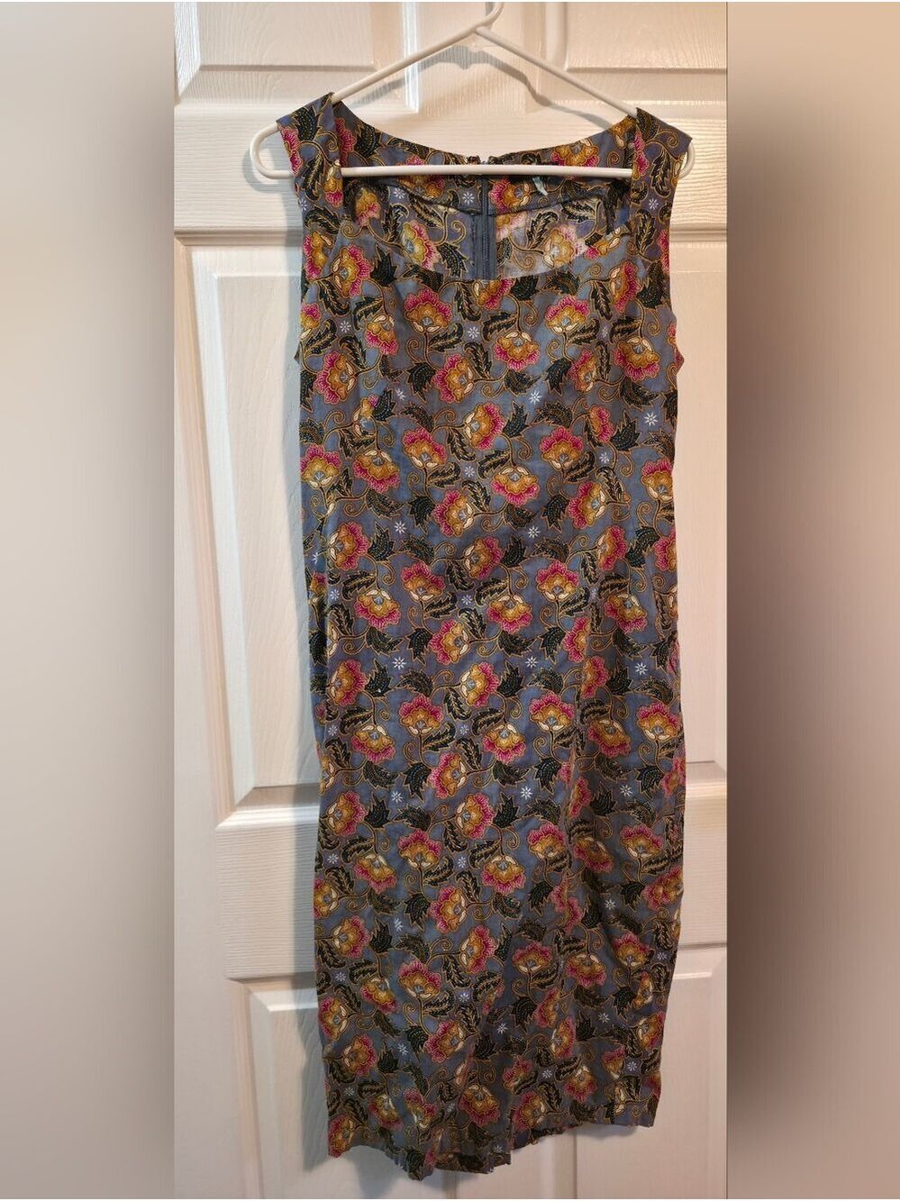 4/$67 Deal! Maggie Walt Vintage Sleeveless Floral Midi Dress in Gray with Pink